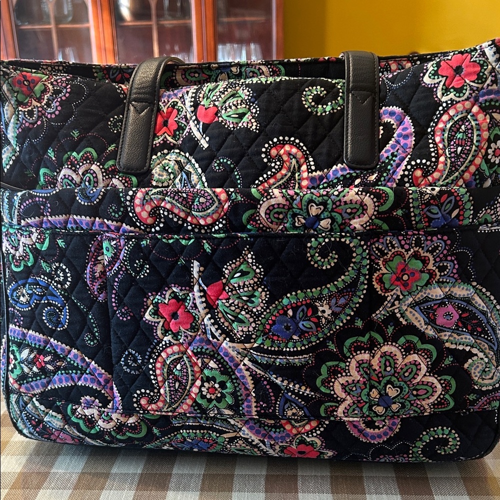 Vera Bradley Black Multicolor Paisley Tote.